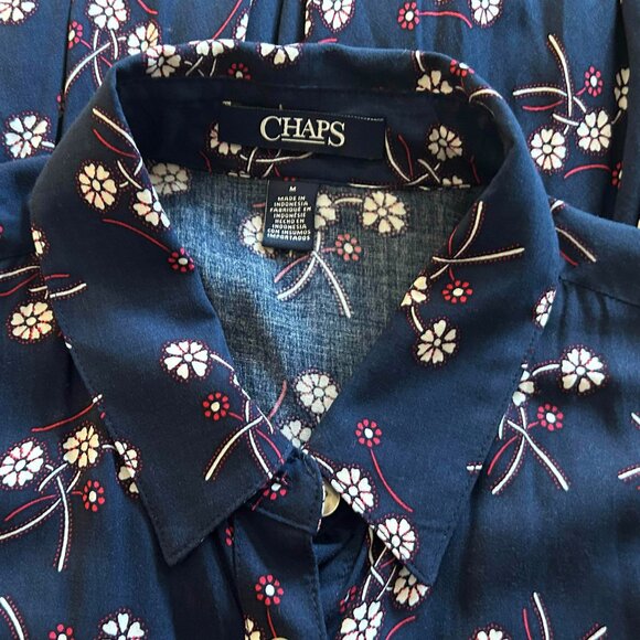 Chaps Blue Floral Shirtdress - Picture 1 of 4